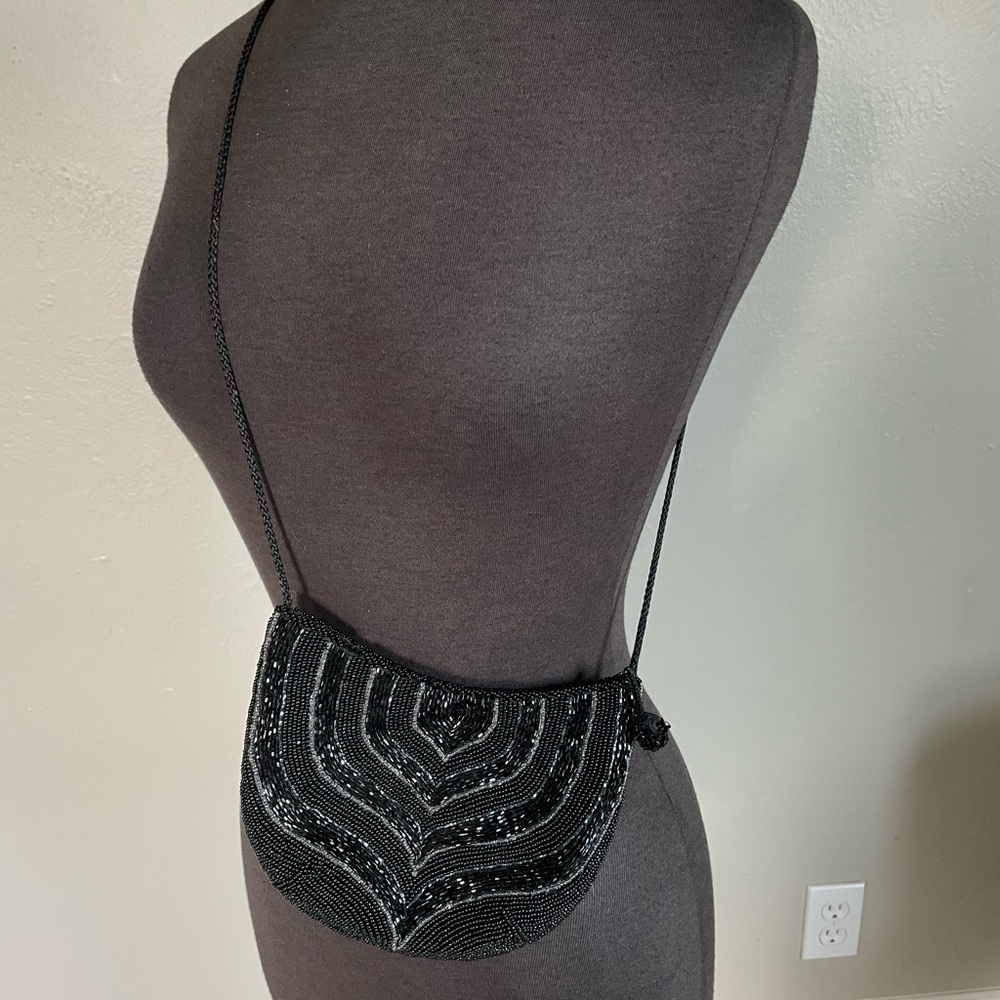 Elegant Black Beaded Women's Bag